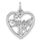 14k White Gold SWEET 16 Heart Charm