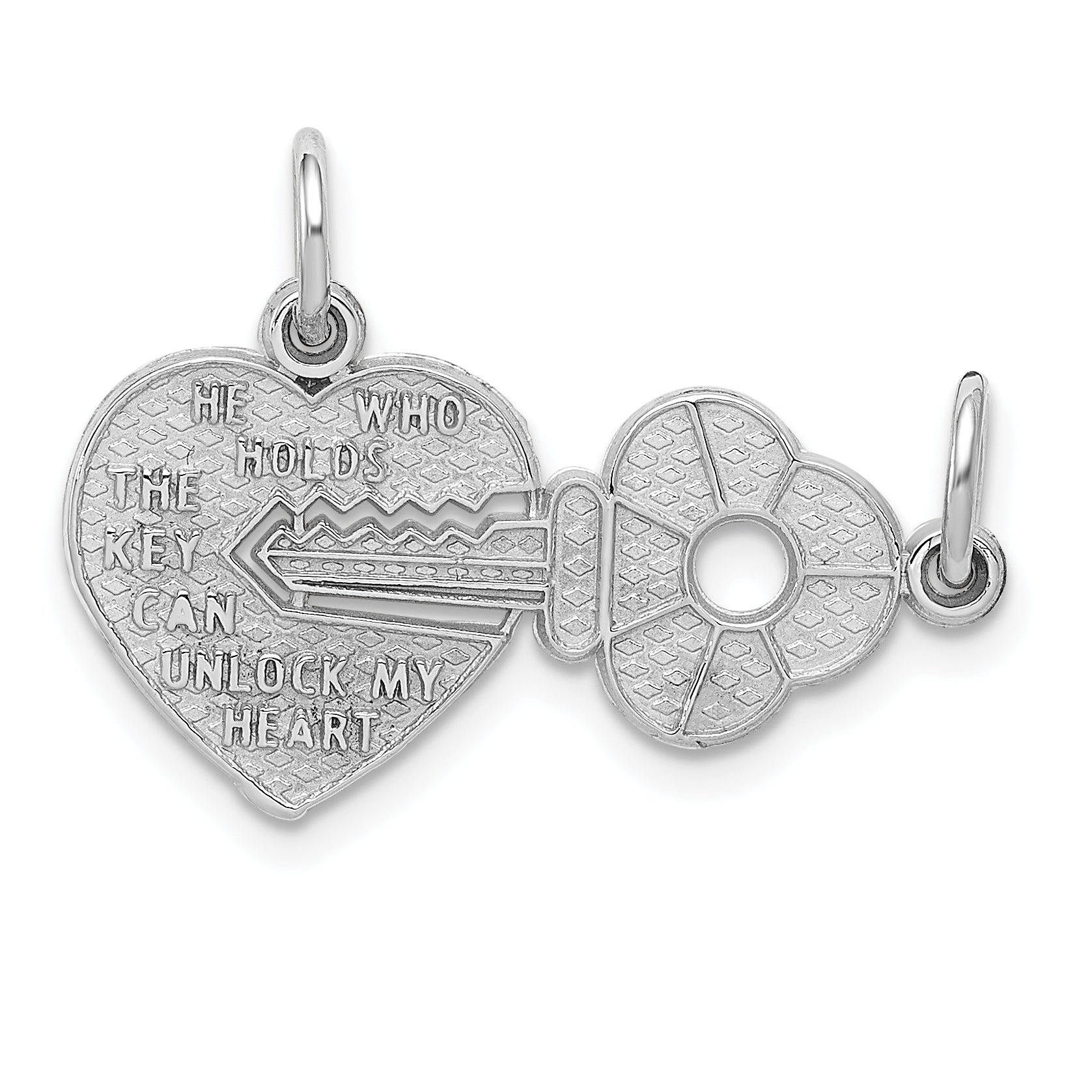 14k White Gold Key and Heart Break-apart Charm Main image