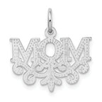 14K White Gold MOM Charm