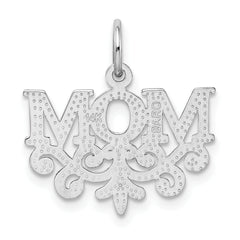 14K White Gold MOM Charm