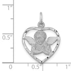 14K White Gold Angel in Heart Charm