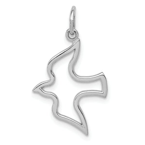 Cut-Out Dove Charm in 14K White Gold, 25mm - Sophia Jewelers