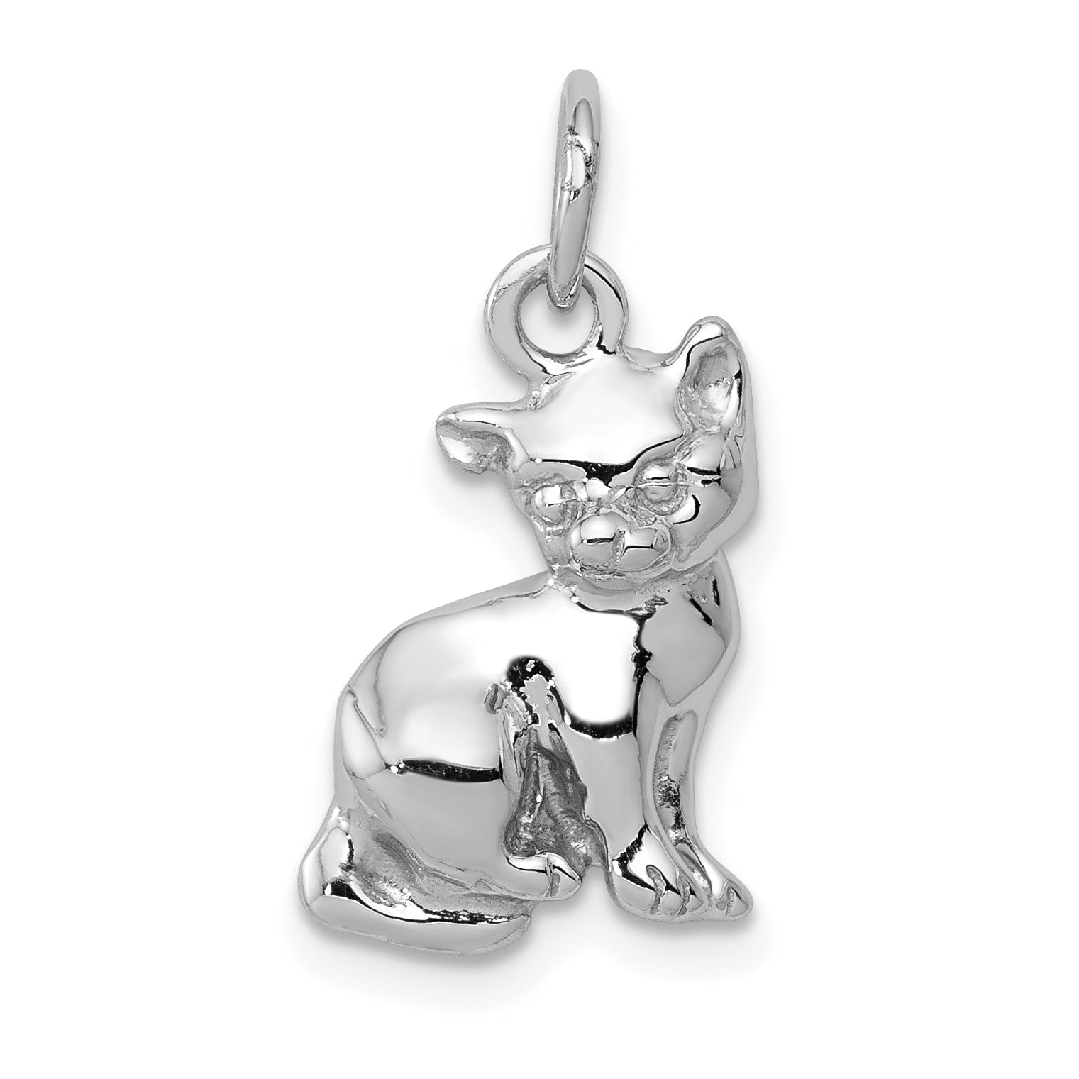 14k White Gold Cat Charm Main image