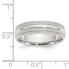 10k White Gold 6mm Double Milgrain Comfort Fit Wedding Band Size 4