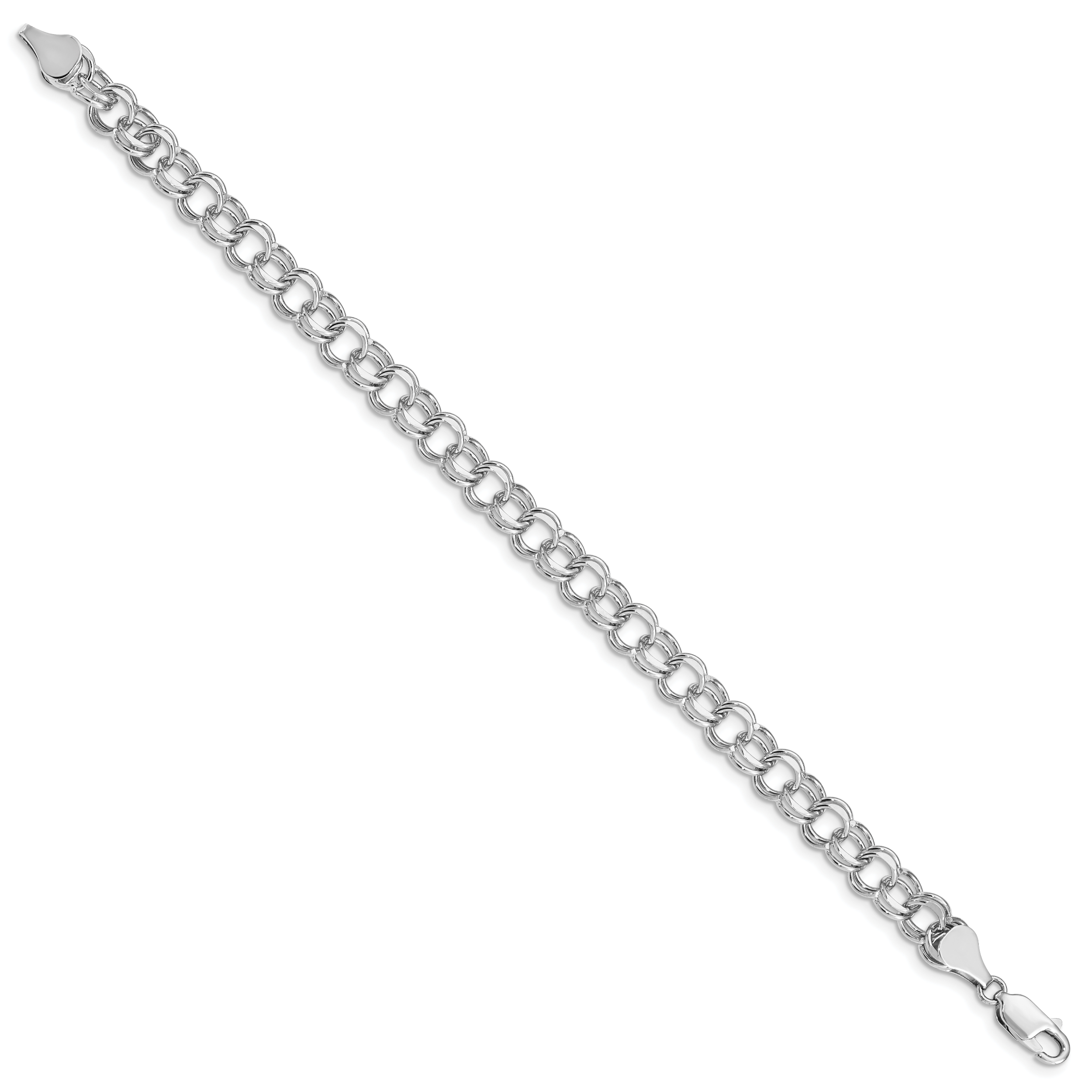 14k White Gold Double Link Charm Bracelet Secondary image
