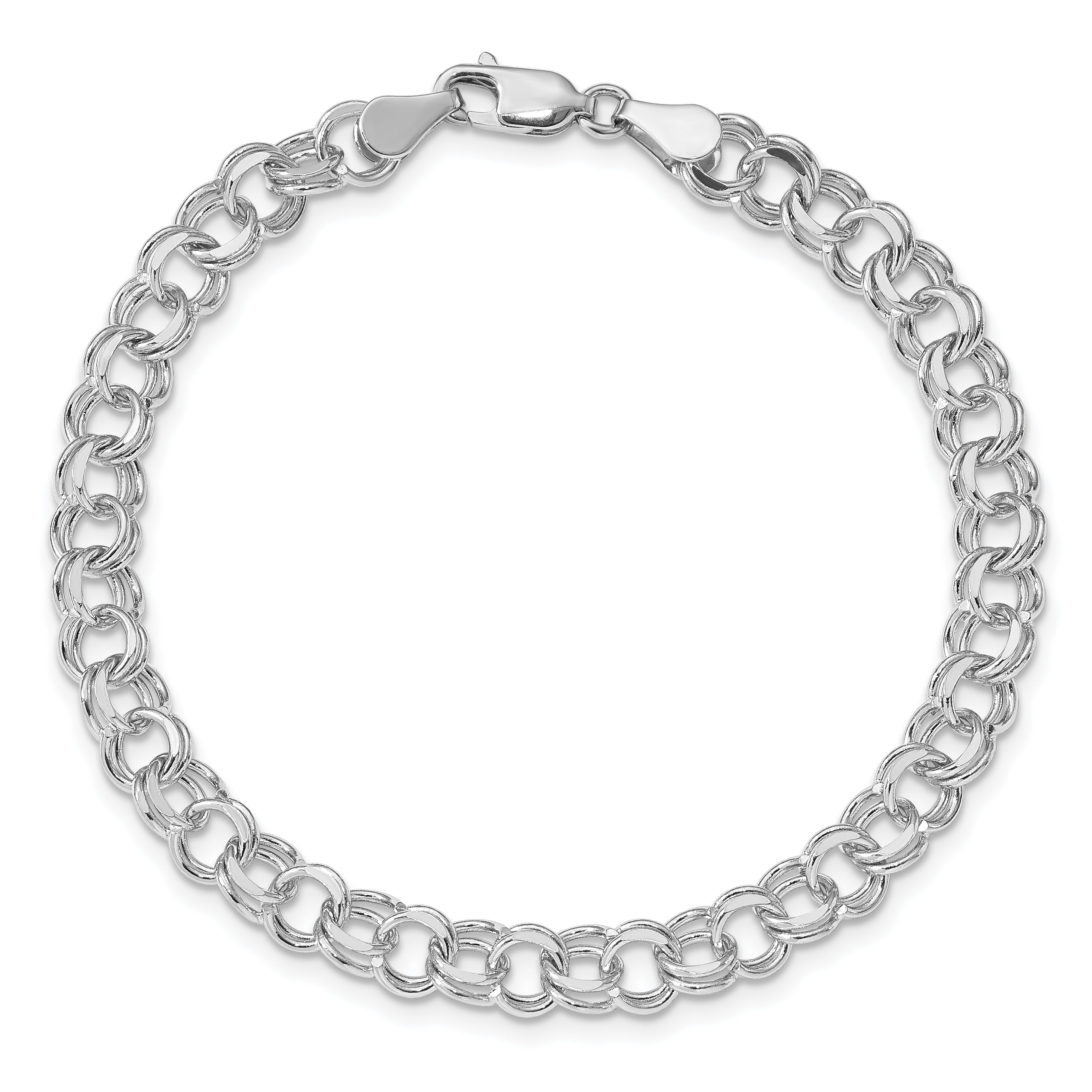 14k White Gold Double Link Charm Bracelet