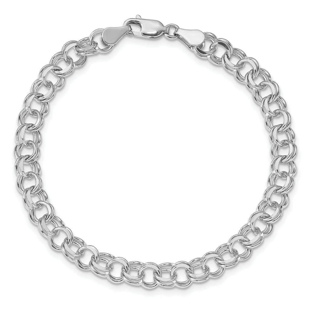 14k White Gold Double Link Charm Bracelet