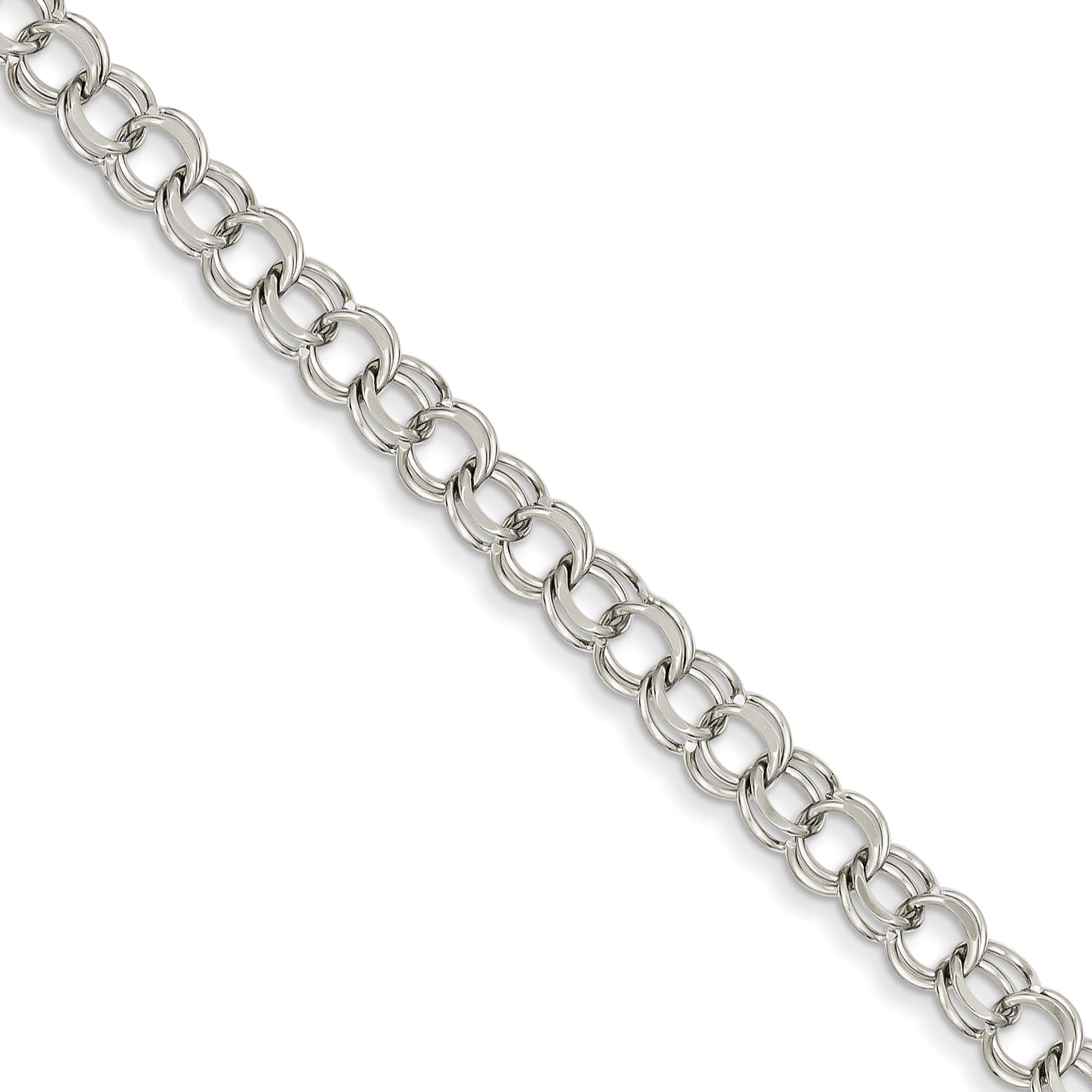14k White Gold Double Link Charm Bracelet Main image