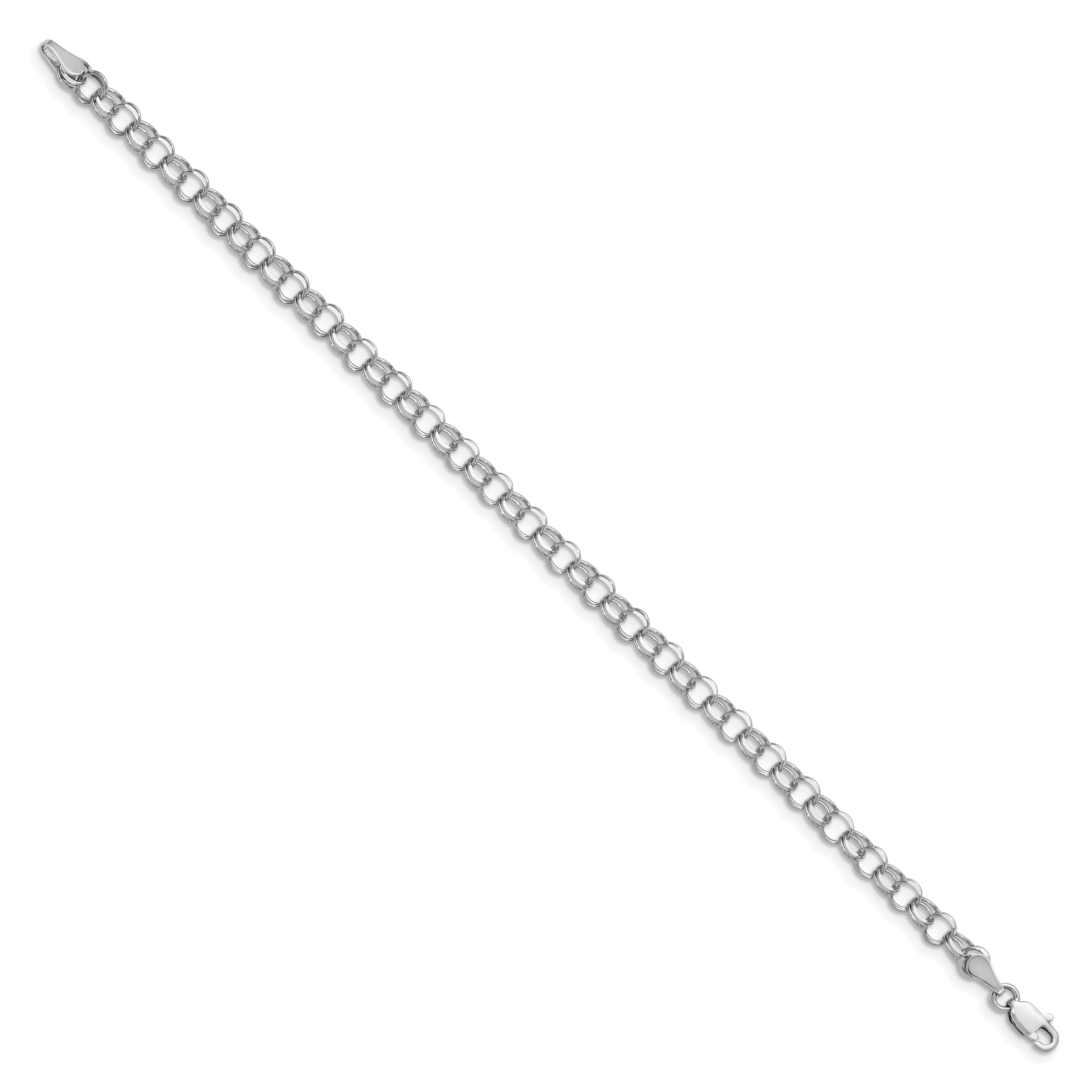 14k White Gold Double Link Charm Bracelet Secondary image