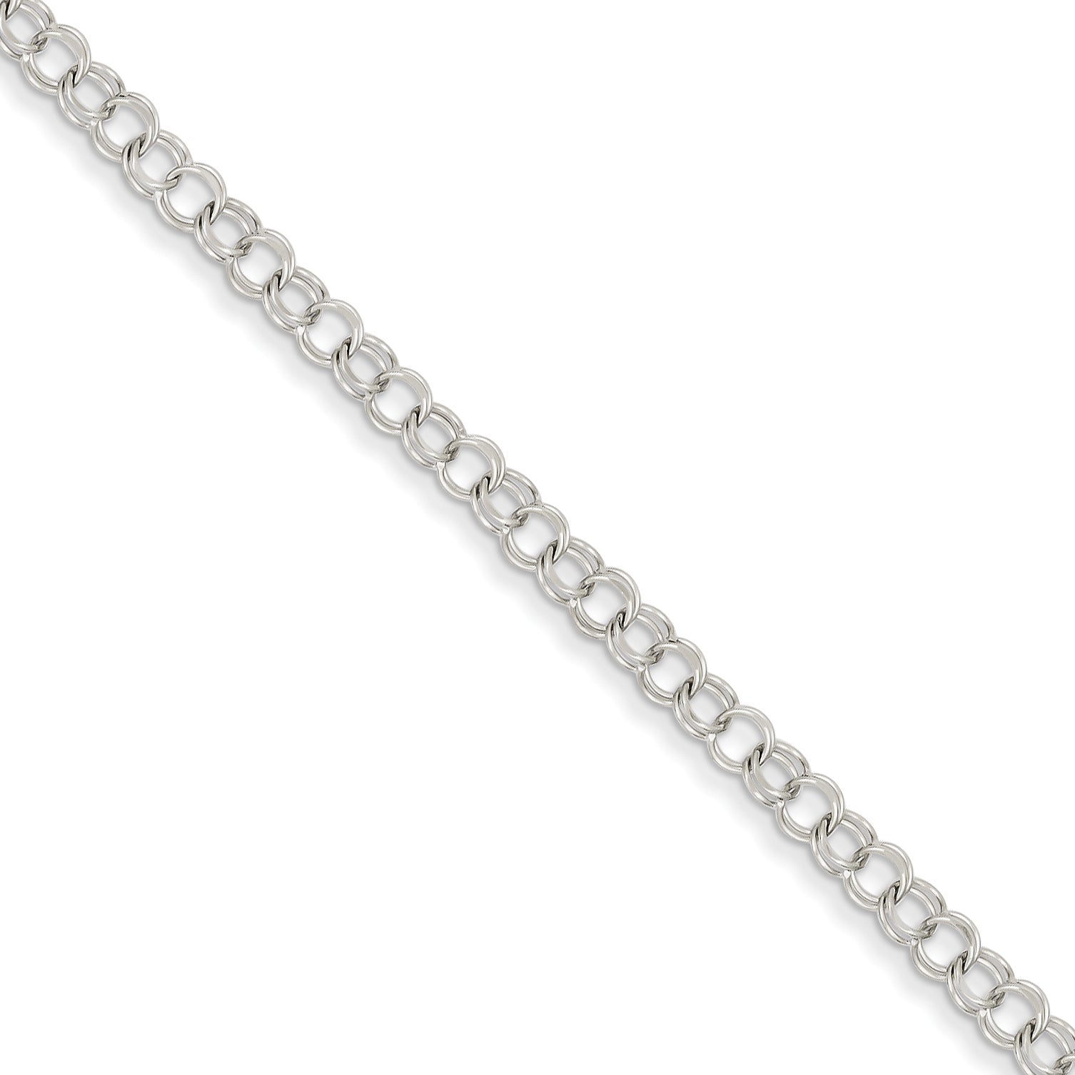 14k White Gold Double Link Charm Bracelet