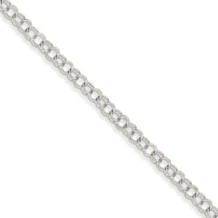 14k White Gold Double Link Charm Bracelet