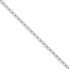 14k White Gold 3mm Solid Double Link Charm Bracelet