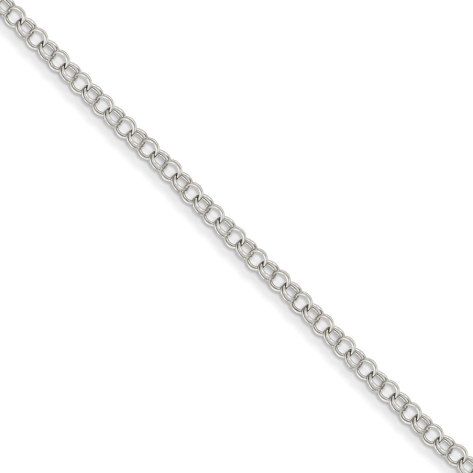 14k White Gold 3.5mm Solid Double Link Charm Bracelet Main image