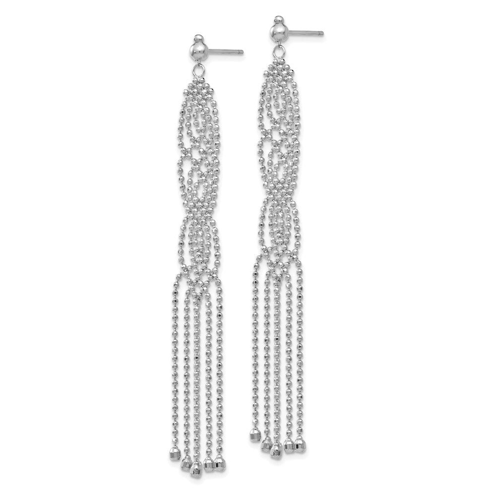 14K White Gold Bead Chain Earrings Secondary image