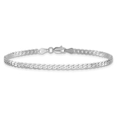 14K White Gold 7 inch 2.9mm Flat Beveled Curb with Lobster Clasp Bracelet - 7
