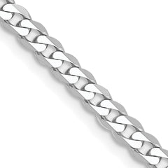 14K White Gold 26 inch 2.9mm Flat Beveled Curb with Lobster Clasp Chain