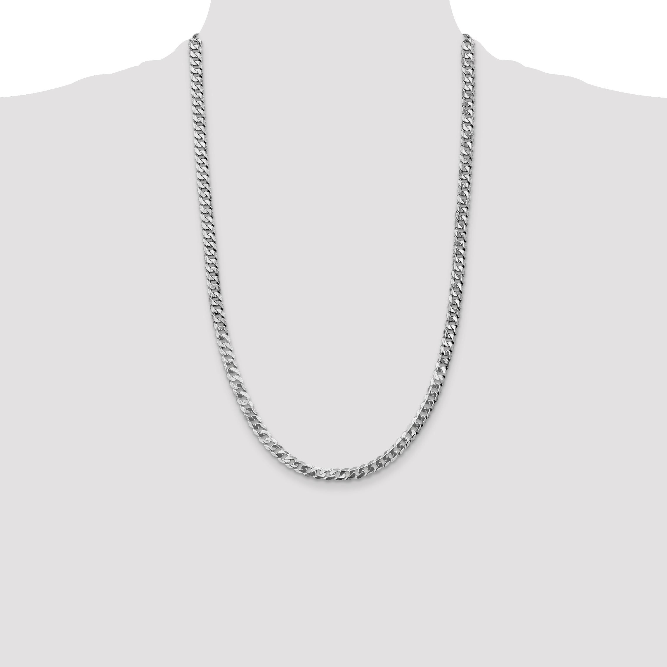 14K White Gold 18 inch 4.75mm Flat Beveled Curb with Lobster Clasp Chain