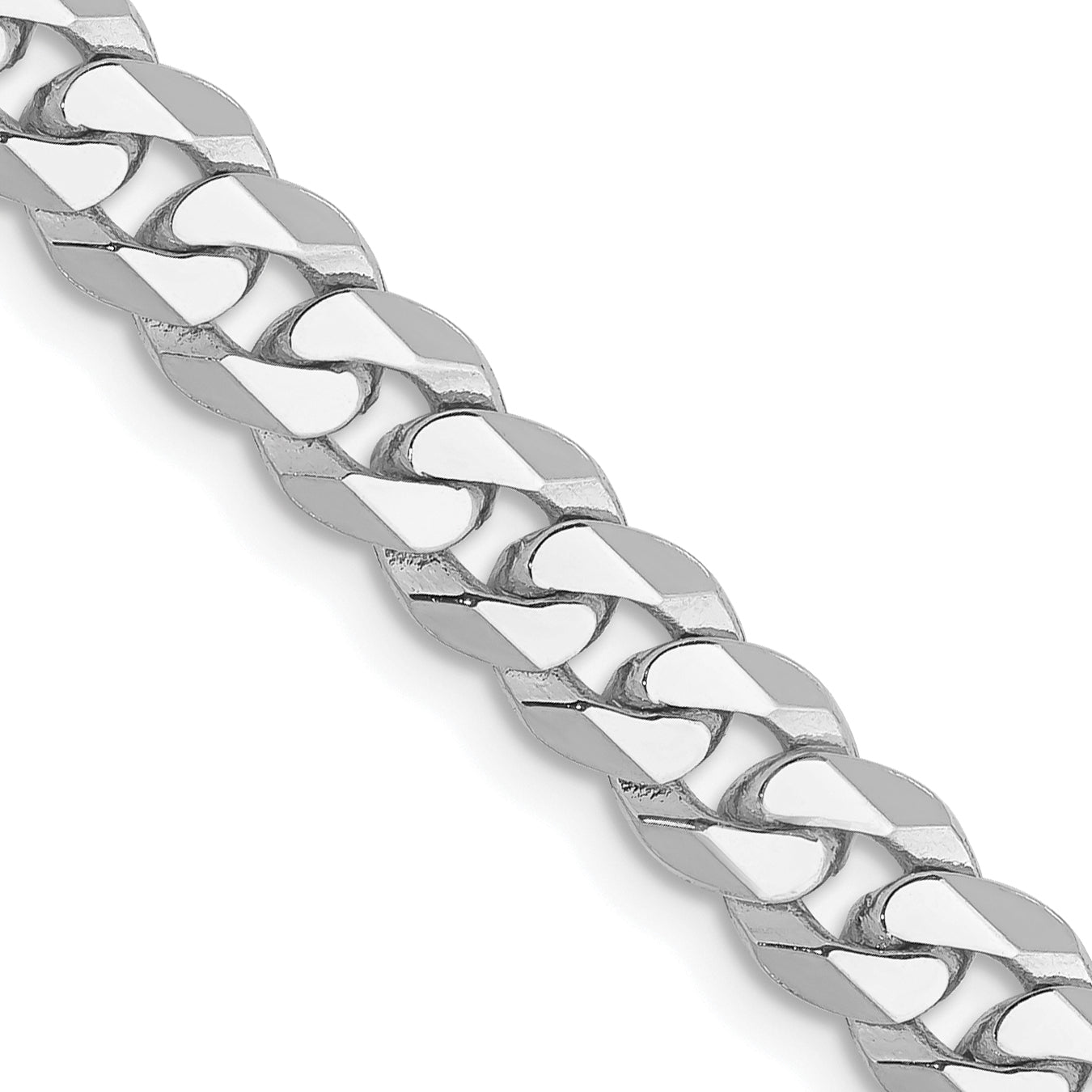 14K White Gold 26 inch 5.75mm Flat Beveled Curb with Lobster Clasp Chain