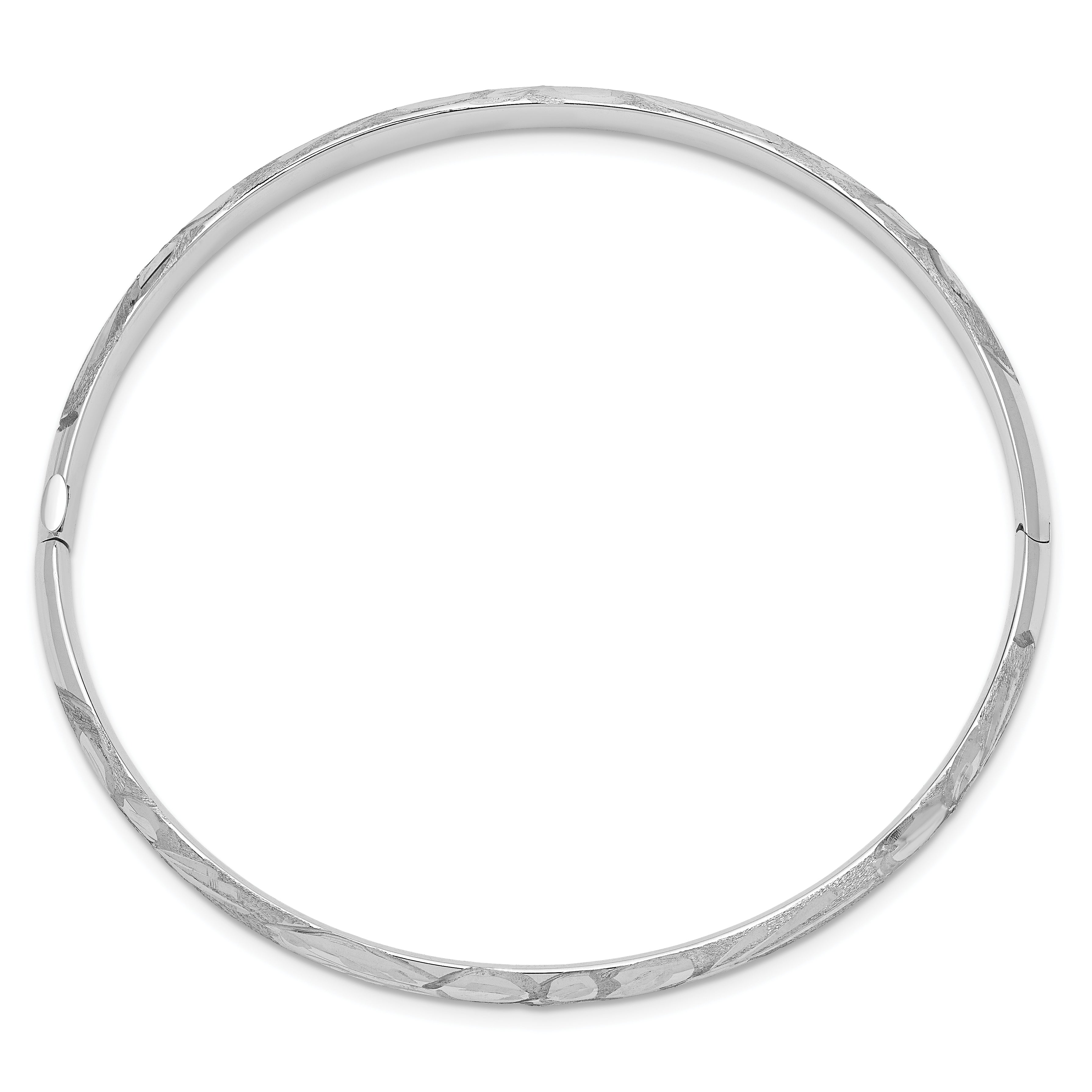 14k 3/16 White Gold Florentine Engraved Hinged Bangle Secondary image