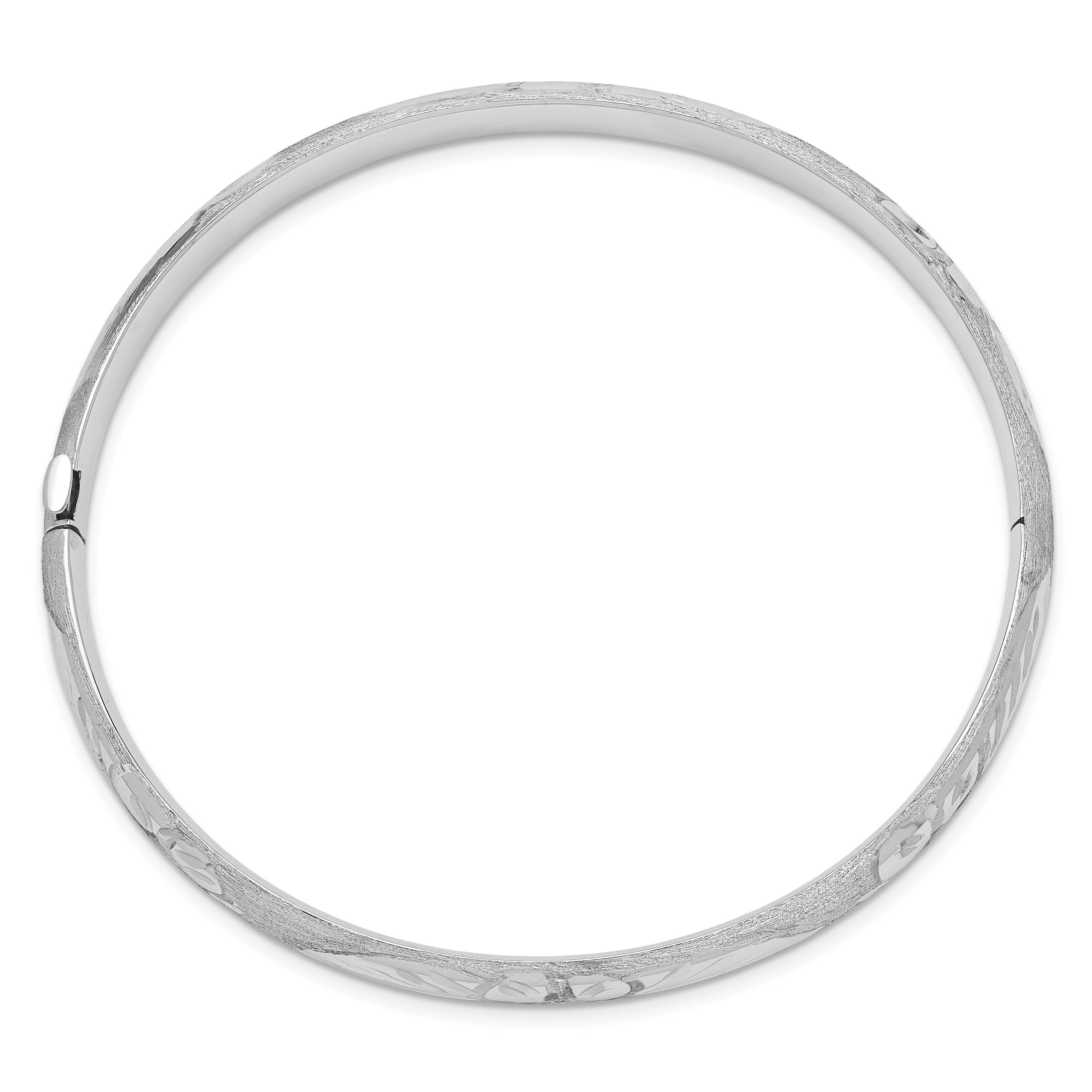 14k 4/16 White Gold Florentine Engraved Hinged Bangle Secondary image