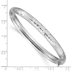 14k 4/16 White Gold Florentine Engraved Hinged Bangle