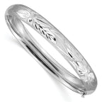 14k 5/16 White Gold Florentine Engraved Hinged Bangle