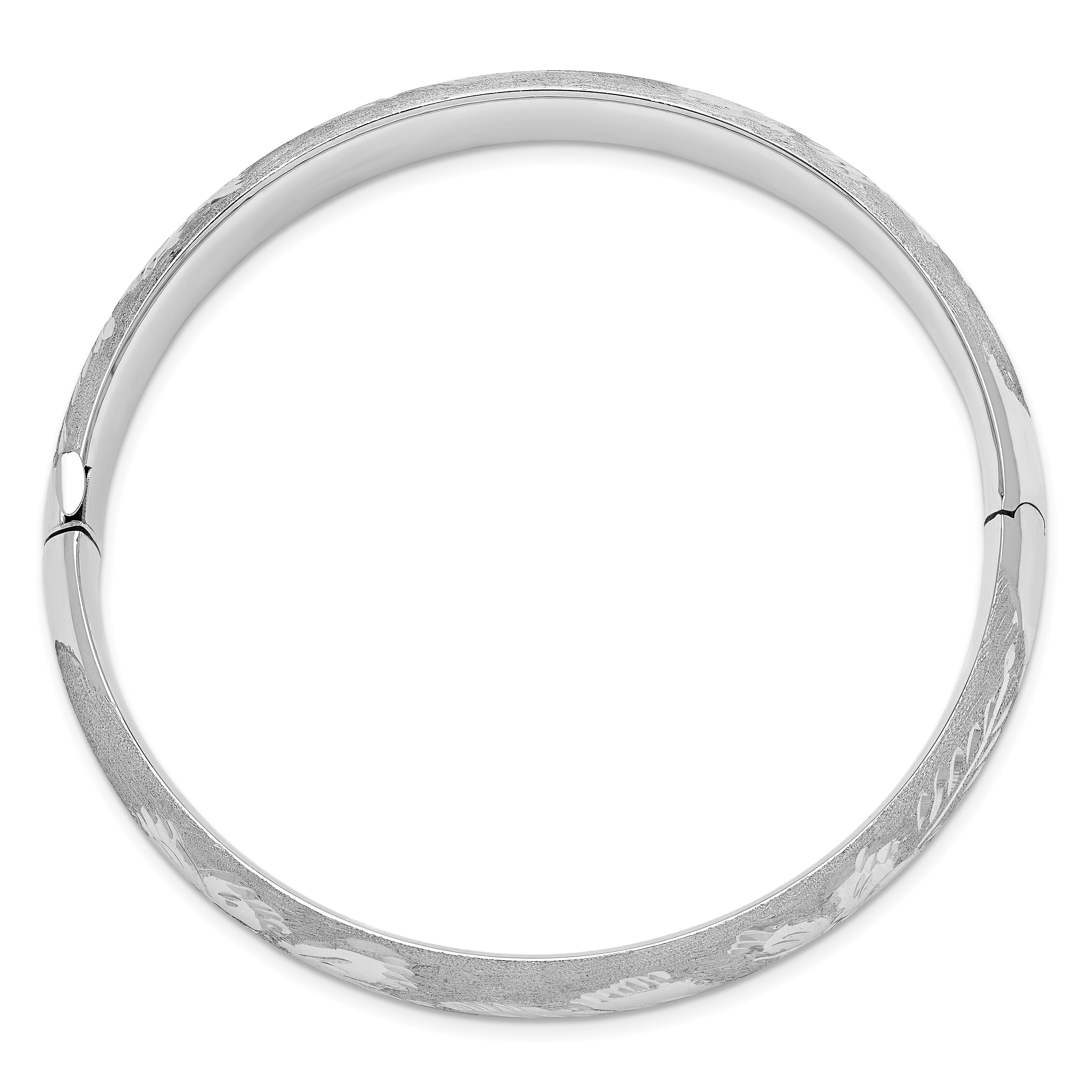 14k 7/16 White Gold Florentine Engraved Hinged Bangle