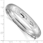 14k 7/16 White Gold Florentine Engraved Hinged Bangle