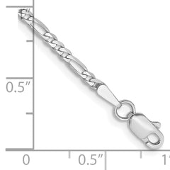 14K White Gold 7 inch 2.25mm Flat Figaro with Lobster Clasp Bracelet - 7