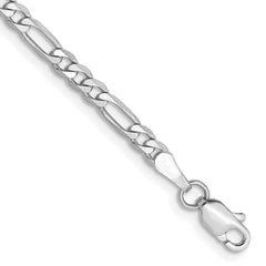 14K White Gold 8 inch 3mm Flat Figaro with Lobster Clasp Bracelet