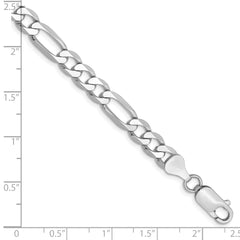 14K White Gold 7 inch 6mm Flat Figaro with Lobster Clasp Bracelet