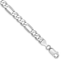 14K White Gold 9 inch 6mm Flat Figaro with Lobster Clasp Chain