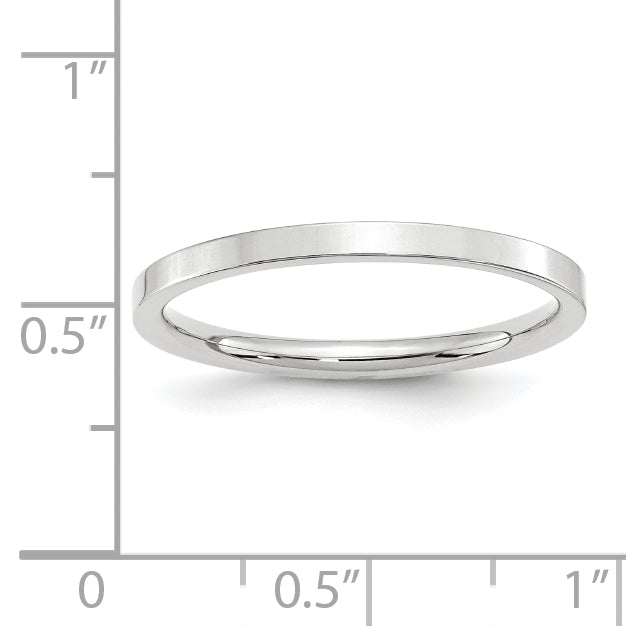10k White Gold 2mm Standard Weight Flat Comfort Fit Wedding Band Size 4