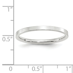 10k White Gold 2mm Standard Weight Flat Comfort Fit Wedding Band Size 4