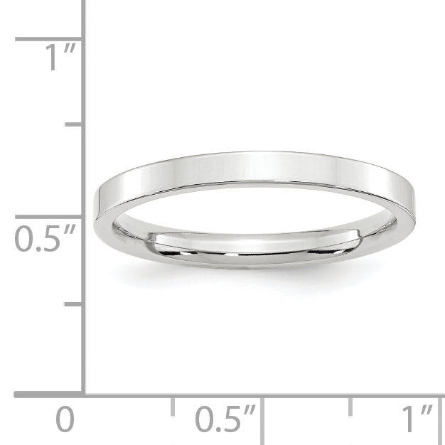 10k White Gold 2.5mm Standard Weight Flat Comfort Fit Wedding Band Size 4