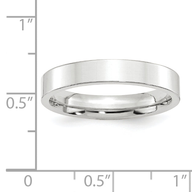 10k White Gold 4mm Standard Weight Flat Comfort Fit Wedding Band Size 4