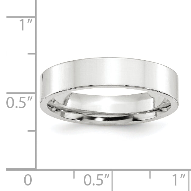 10k White Gold 5mm Standard Weight Flat Comfort Fit Wedding Band Size 4