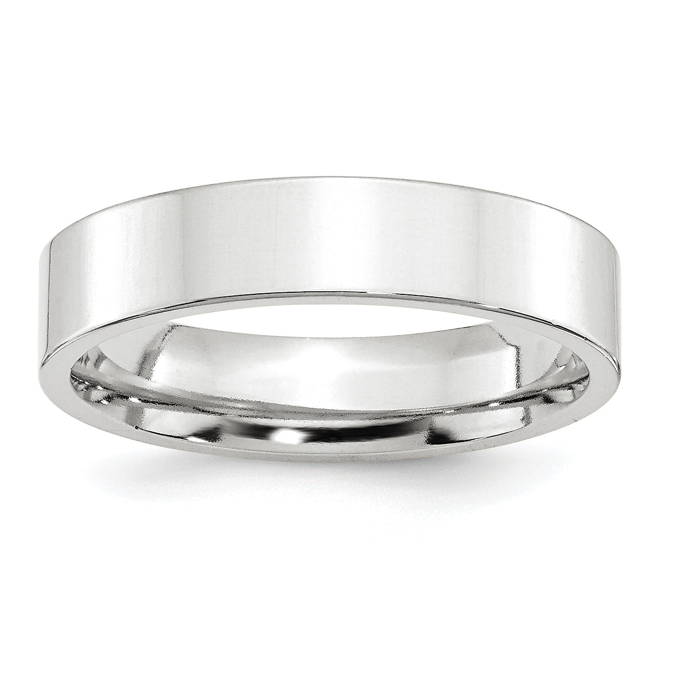 14k White Gold 5mm Standard Weight Flat Comfort Fit Wedding Band Size 14