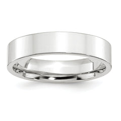 14k White Gold 5mm Standard Weight Flat Comfort Fit Wedding Band Size 14