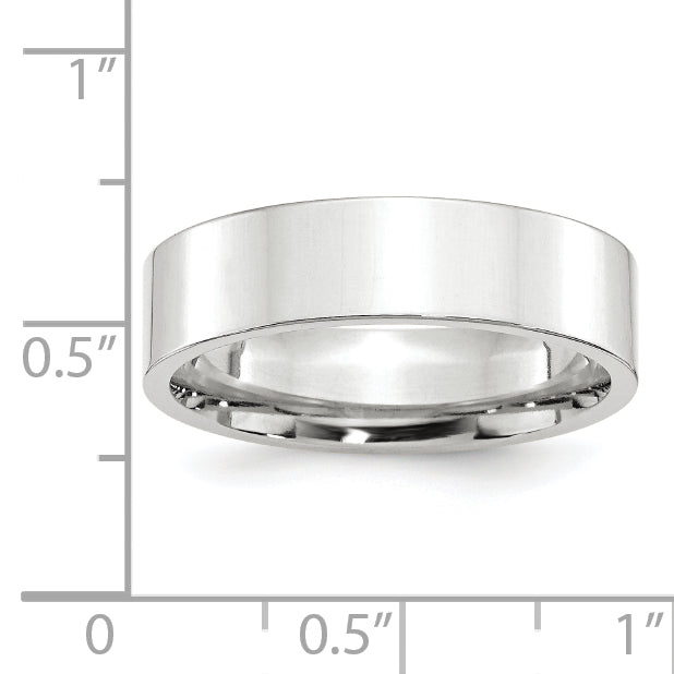 10k White Gold 6mm Standard Weight Flat Comfort Fit Wedding Band Size 4