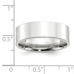 10k White Gold 7mm Standard Weight Flat Comfort Fit Wedding Band Size 4