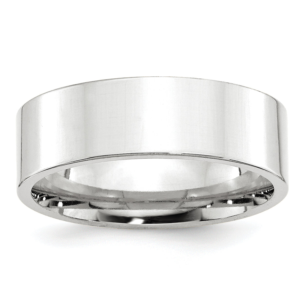 14k White Gold 7mm Standard Weight Flat Comfort Fit Wedding Band Size 14