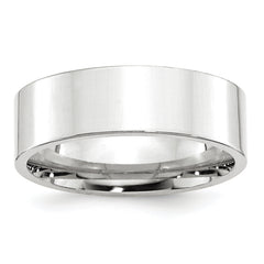 14k White Gold 7mm Standard Weight Flat Comfort Fit Wedding Band Size 14
