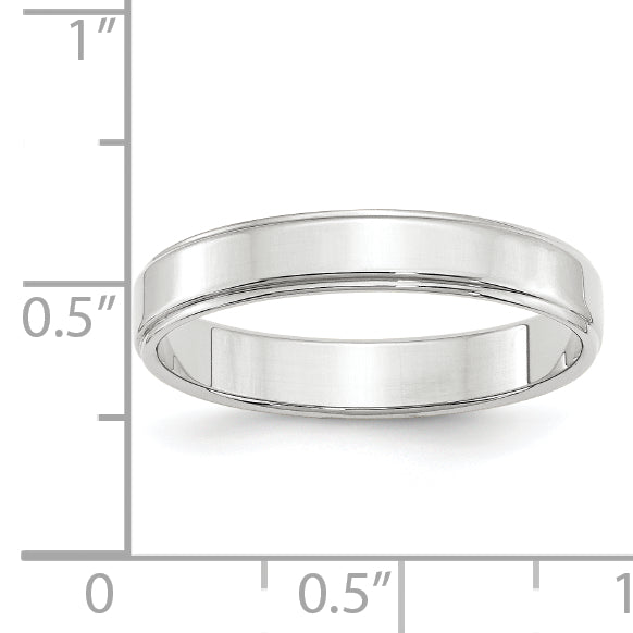 10k White Gold 4mm Flat with Step Edge Wedding Band Size 4