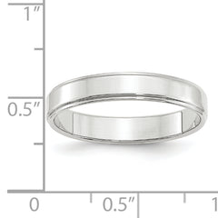 10k White Gold 4mm Flat with Step Edge Wedding Band Size 4