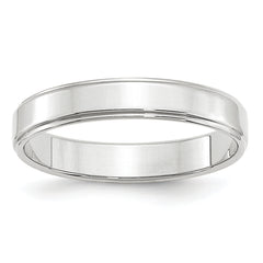 14k White Gold 4mm Flat with Step Edge Wedding Band Size 14