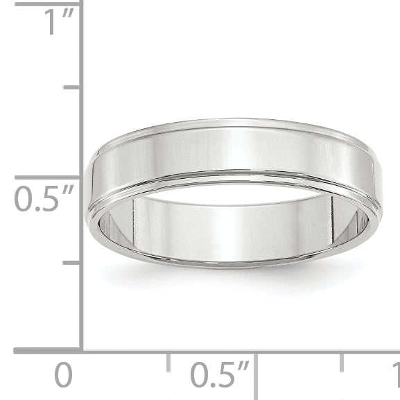 10k White Gold 5mm Flat with Step Edge Wedding Band Size 4