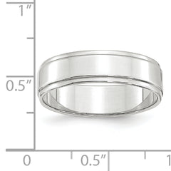 10k White Gold 6mm Flat with Step Edge Wedding Band Size 4