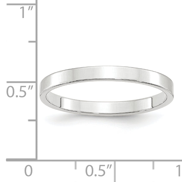 10k White Gold 2.5mm Lightweight Flat Wedding Band Size 4