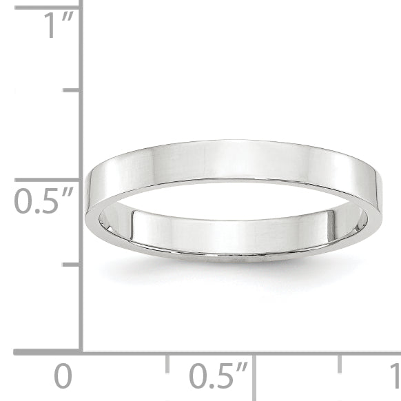 10k White Gold 3mm Lightweight Flat Wedding Band Size 4